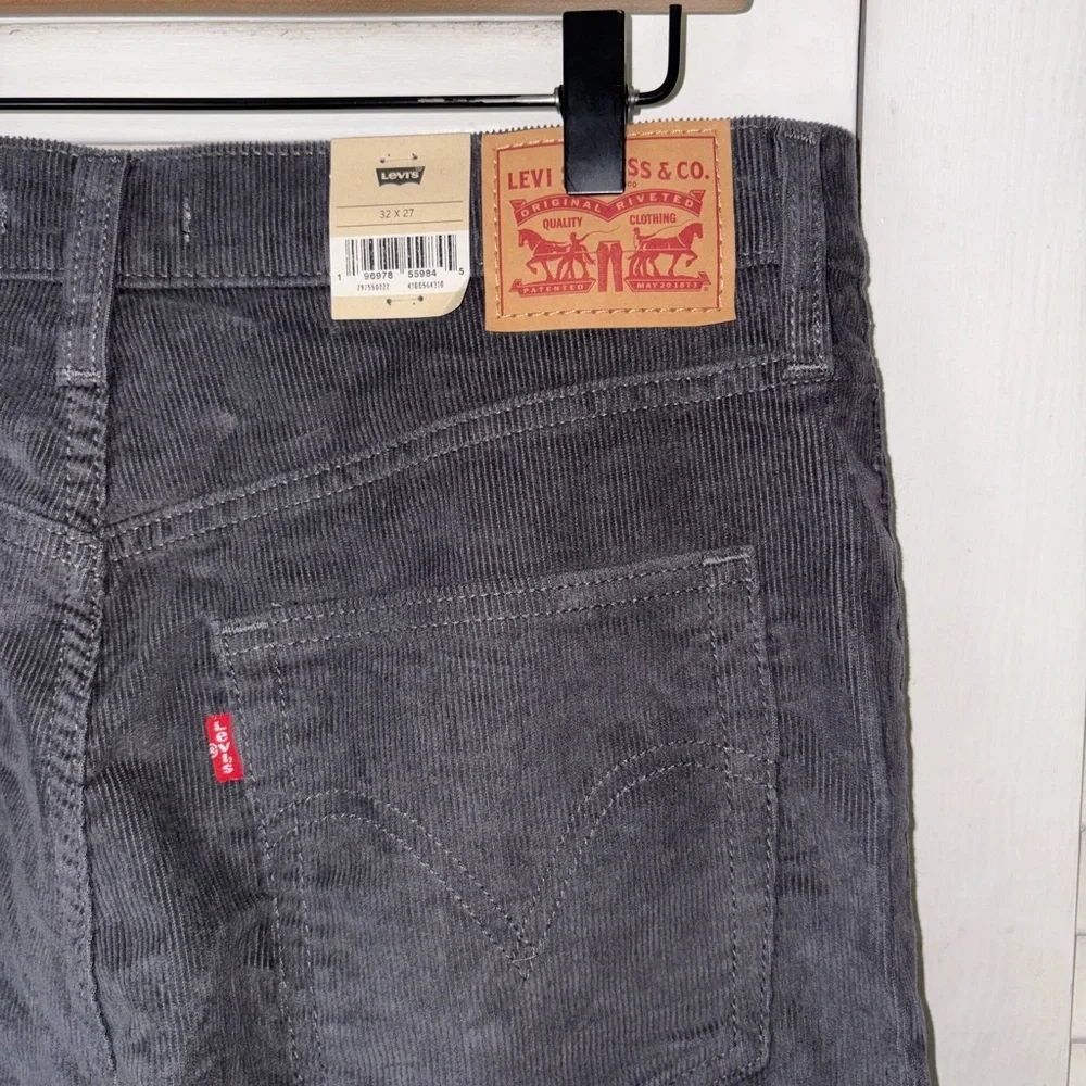 NWT Levi’s Ribcage Straight Ankle Corduroy Pants High Rise Gray 32x27 - Picture 4 of 6